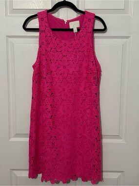 Lilly Pulitzer Hot Pink Floral Crochet Mini Dress